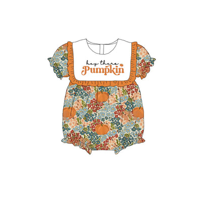 Girls Sister Fall PUMPKIN Embroibery Sibling Dress Romper