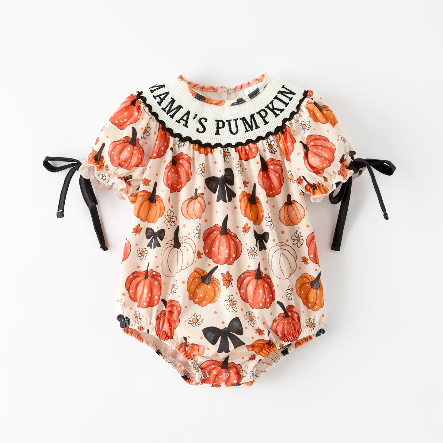 Baby Girls Halloween MAMA'S PUMPKIN Embroidery Romper