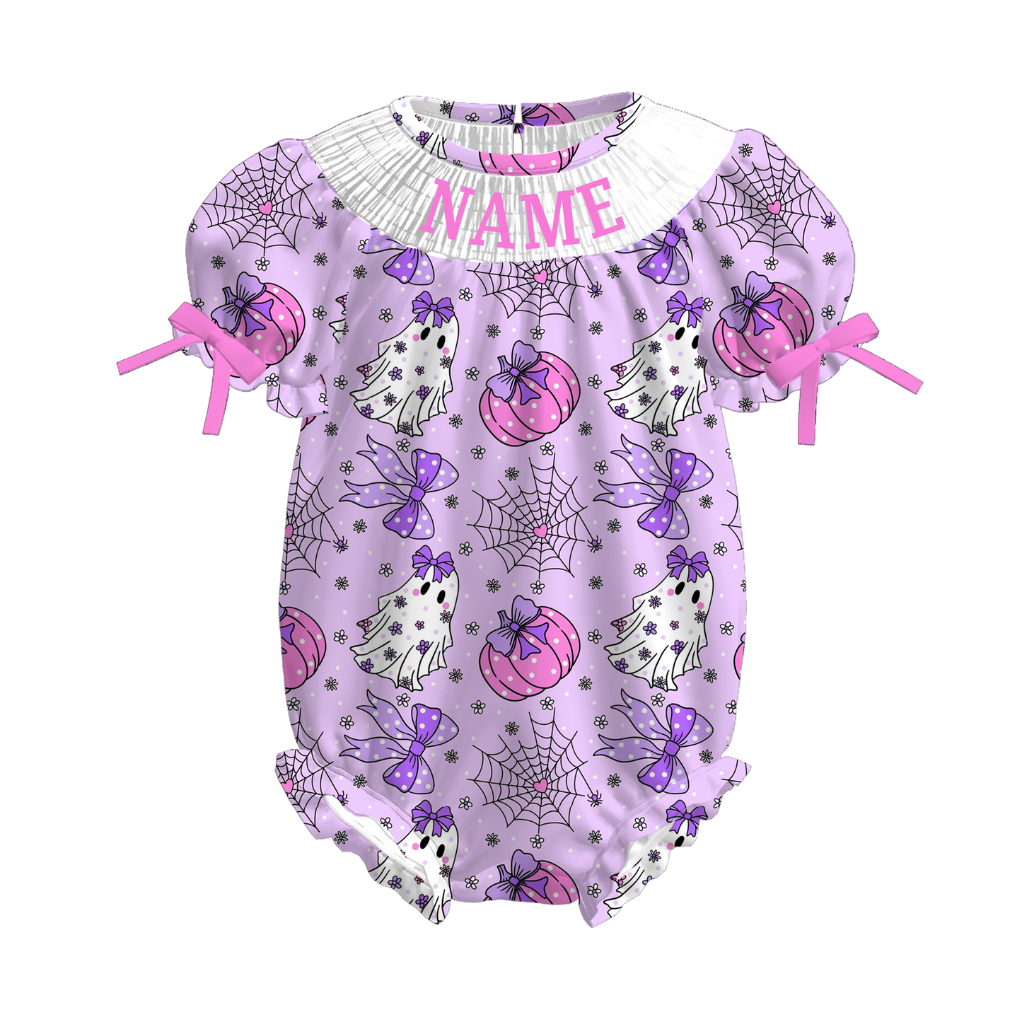 Girls Halloween Pumpkin Ghost Purple Custom Name Sibling Clothes