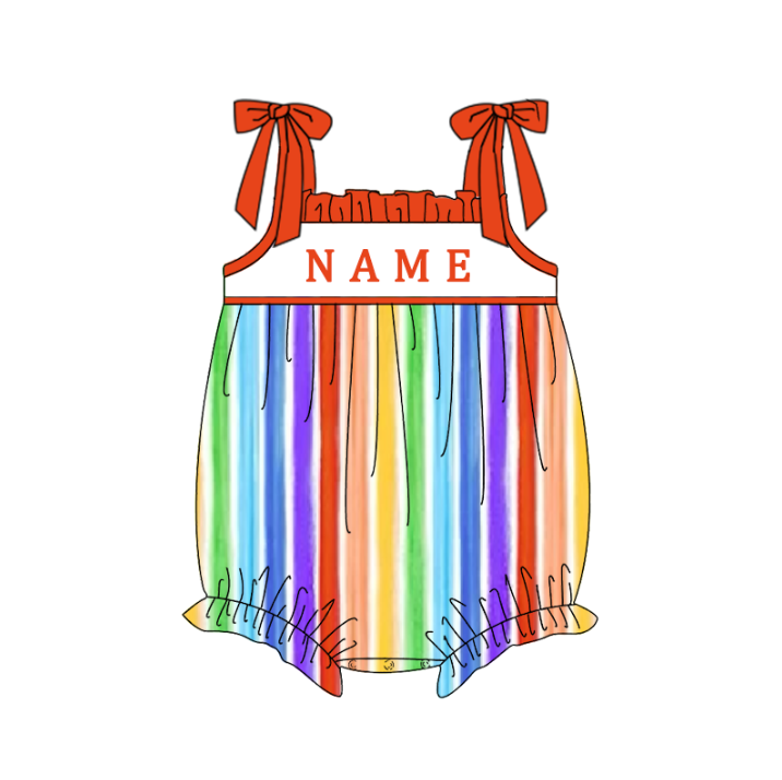 Sibling Summer Kids Rainbow Custom Name Short Set & Romper