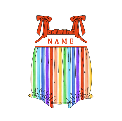 Sibling Summer Kids Rainbow Custom Name Short Set & Romper