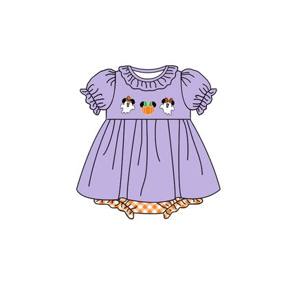Halloween Kids Outfit Collection – Embroidered Ghost & Pumpkin Design