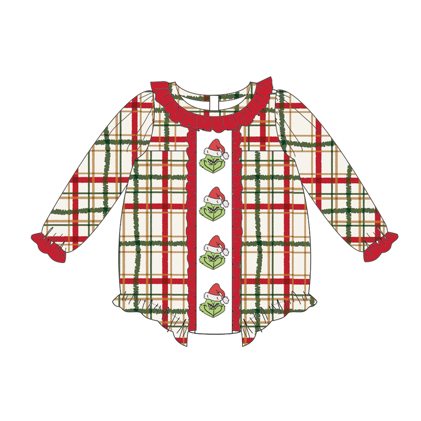 New Christmas Kids Clothing Collection – Festive Grinch Embroidery
