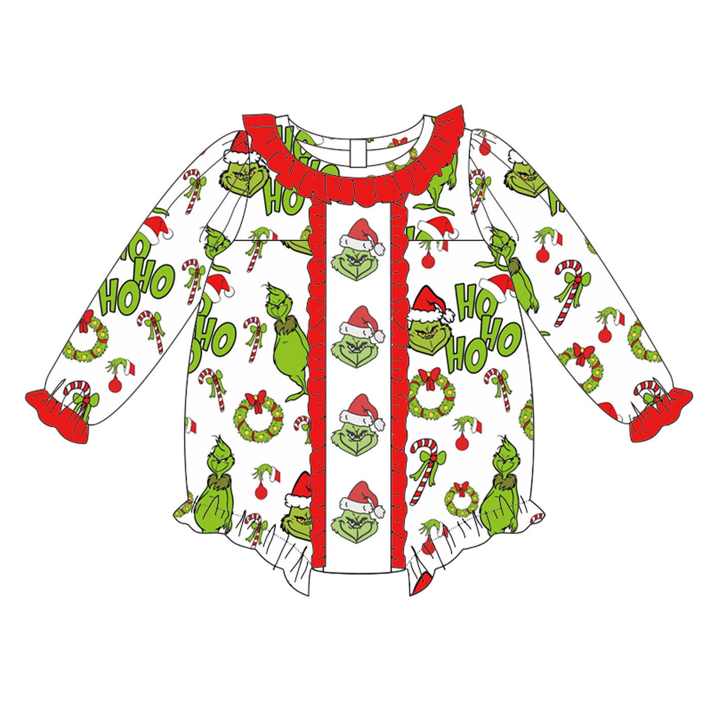 Christmas Kids Outfit Collection – Grinch Embroidered Holiday Styles