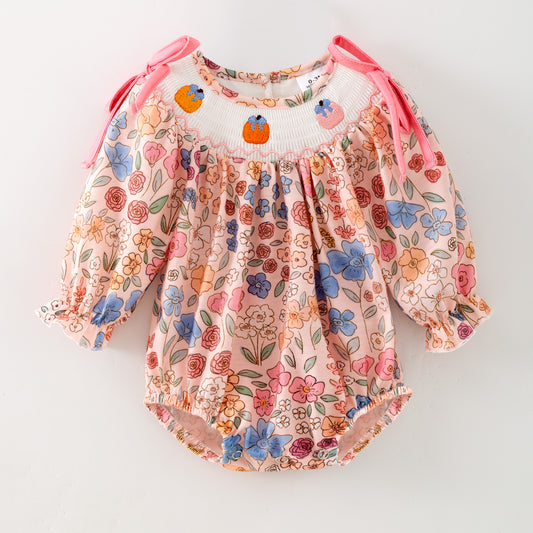 Girls Fall Halloween Pumpkin Embroidery Sibling Outfits