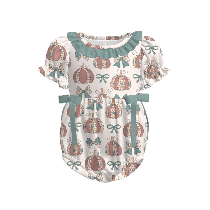 Kids Fall Autumn Pumpkin Striped Camo Dress Romper Top