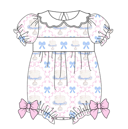 Birthday Kids Cake Smocked Embroidered Summer Outfit Set Collection