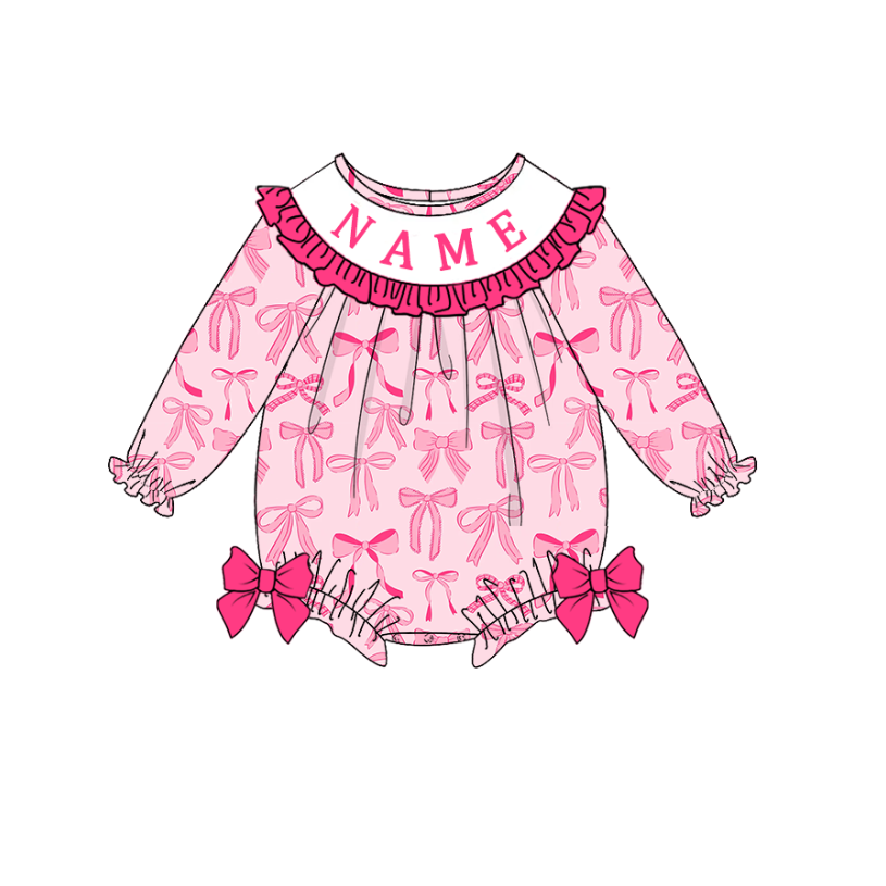 Baby Fall BIRTHDAY GIRLS CUSTOM NAME Pink Embroidery Smock Dress & Romper