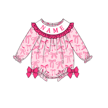 Baby Fall BIRTHDAY GIRLS CUSTOM NAME Pink Embroidery Smock Dress & Romper