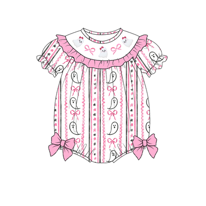 Halloween Ghost Smocked Embroidery Sibling Set