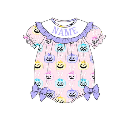 Girls Halloween Custom Name Embroidered Smocked Dress & Romper