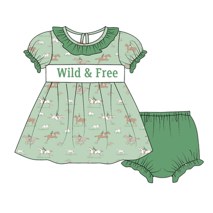 Sibling Kids Fall Farm WILD FREE Smocked Embroidery Outfits