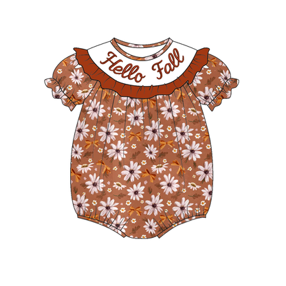 Hello Fall Sibling Outfit Set – Embroidered Smocked Autumn Collection