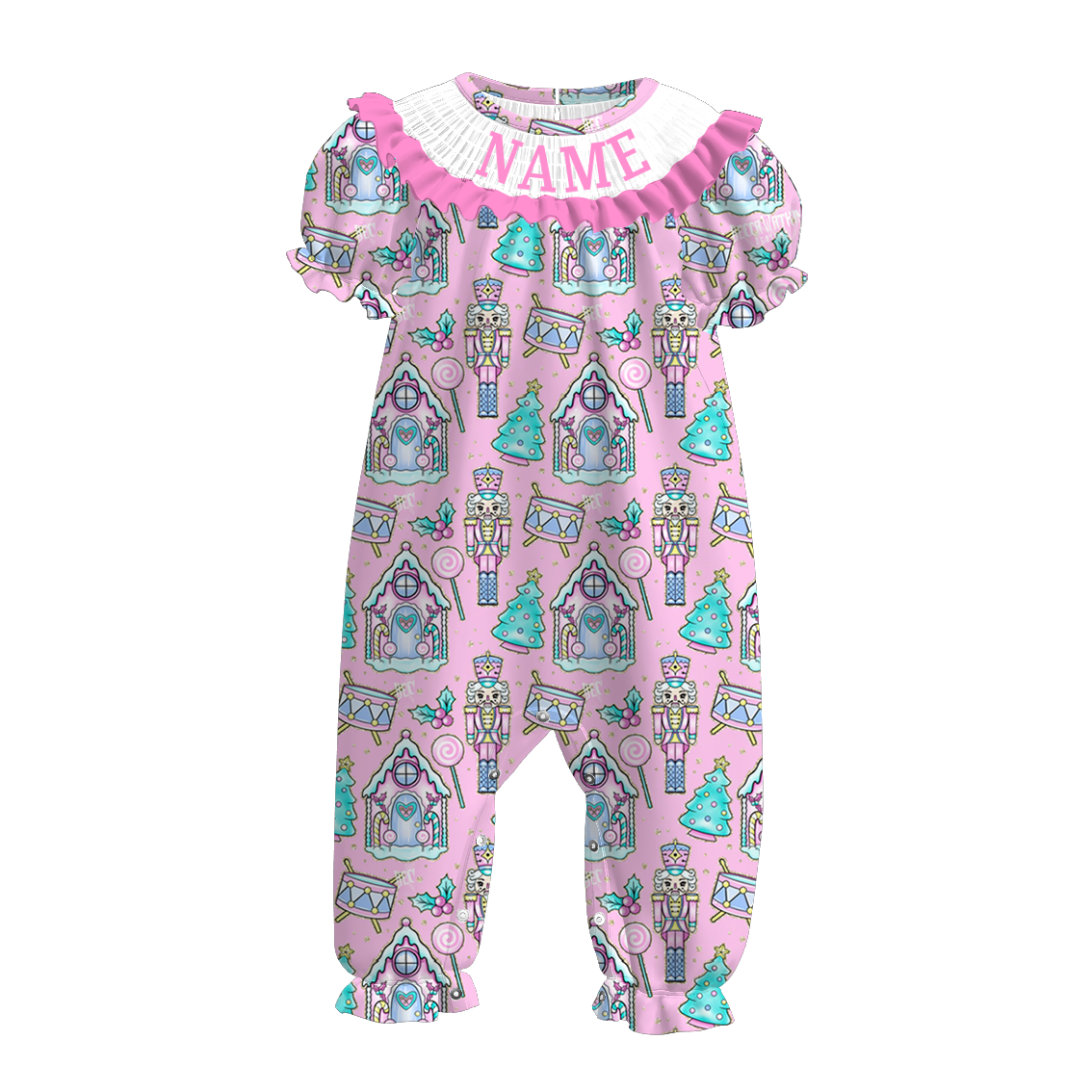 Kids Christmas Nutcracker Smock Embroidery Custom Name Clothes