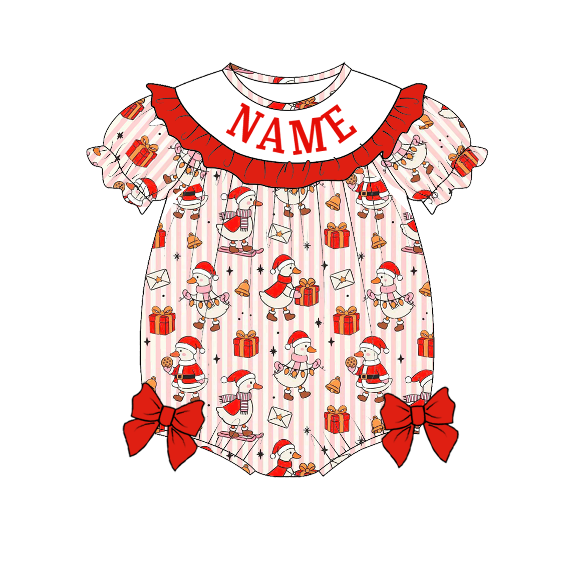 Christmas Silly Goose Print – Custom Name Embroidery Sibling Outfits