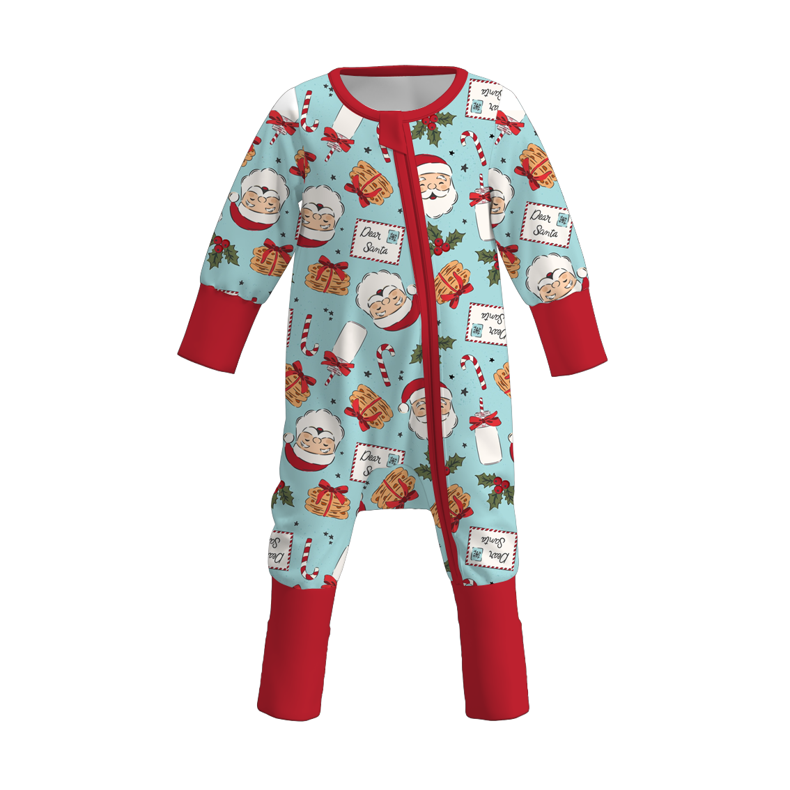 Baby Girls Christmas Winter Santa Gift Print Soft Sleepwear Pajamas