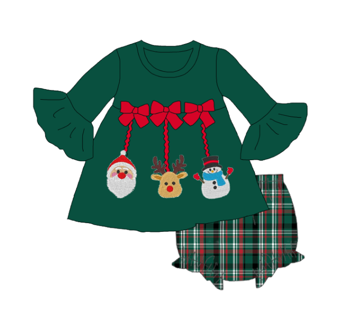 Christmas Embroidered Outfit Set – Santa, Reindeer & Snowman