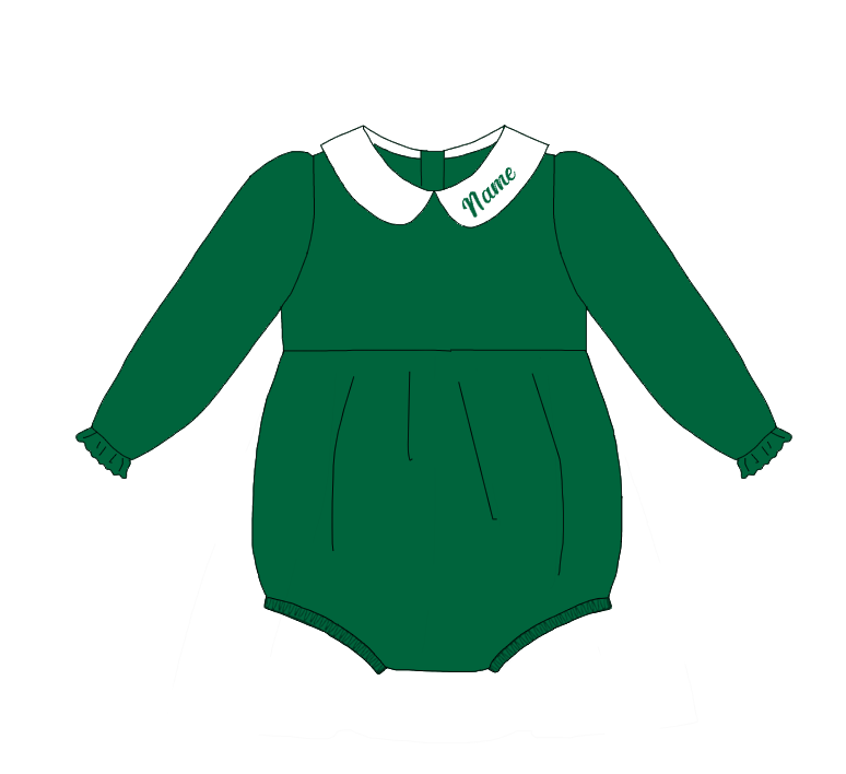 Green Corduroy Personalized Christmas Sibling Clothes – Custom Name Embroidery