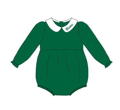 Green Corduroy Personalized Christmas Sibling Clothes – Custom Name Embroidery