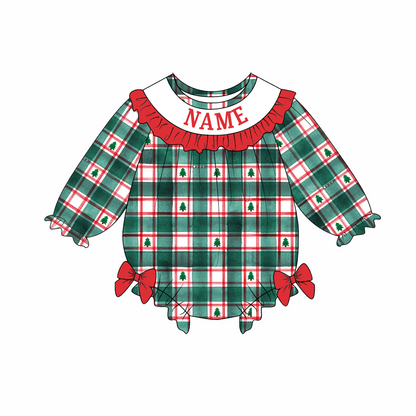 Kids Christmas CUSTOM NAME Embroidery Plaid Sibling Clothes