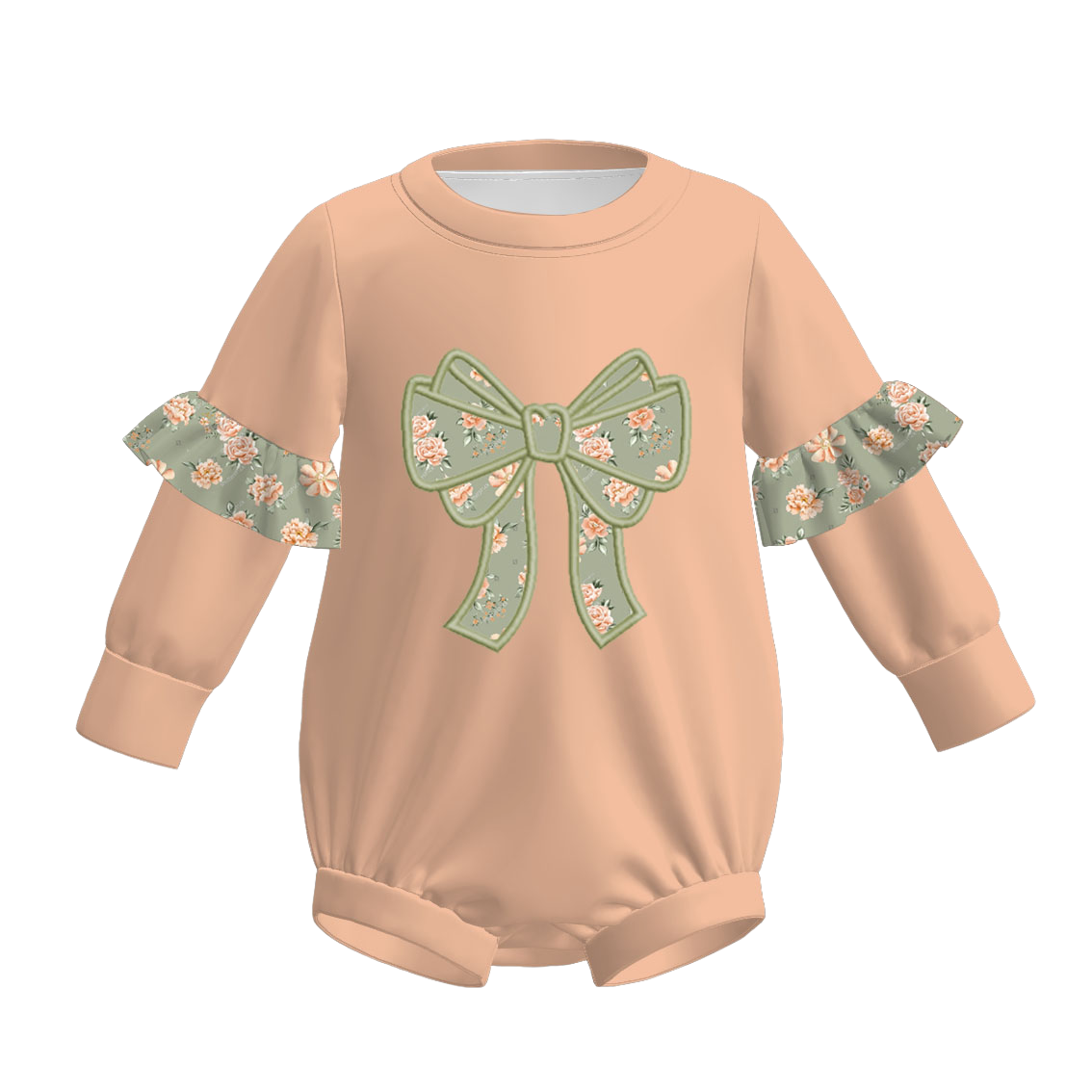 Fall/Winter Embroidered Floral Bow Sister Coral Outfits
