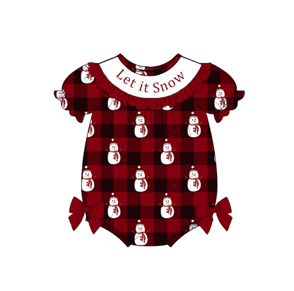 Kids Christmas Snowman "Let It Snow" Smocked Holiday Outfits