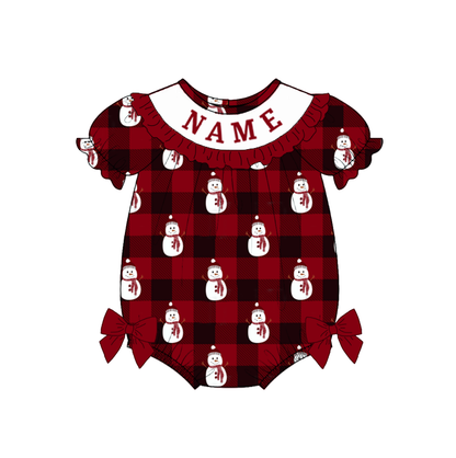 Kids Christmas Snowman Smocked Collection Custom Name Holiday Outfits