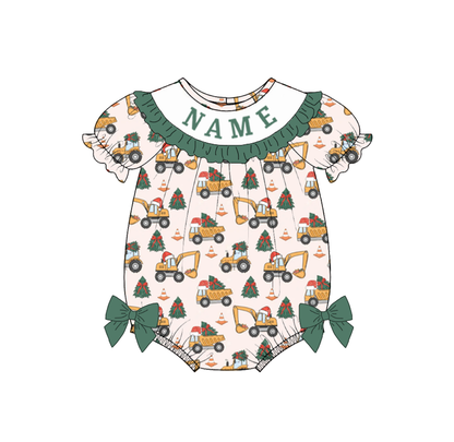 Kids Christmas Tree Smocked Collection Custom Name Holiday Outfits