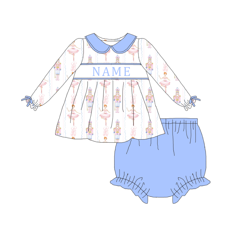 Nutcracker Christmas Smocked Collection Custom Name Clothes