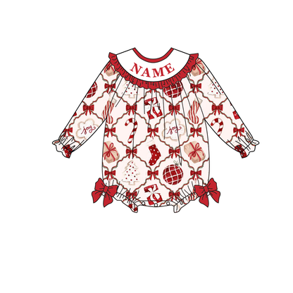 Christmas Smocked Embroidery Personalized Name Outfit Collection