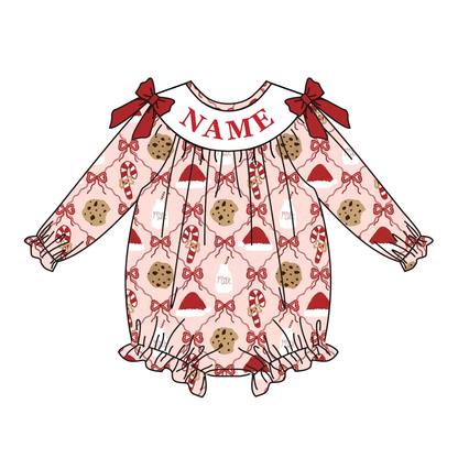 Christmas Cookies Smocked Outfit – Custom Name Embroidery