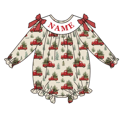 Christmas Tree Smocked Embroidery Custom Name Outfit Collection