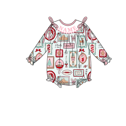 Christmas Smocked Embroidery Custom Name Santa Reindeer Outfit Collection