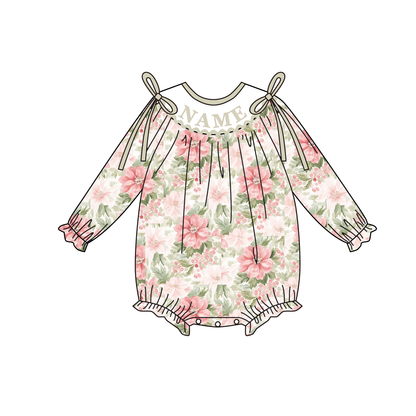 Fall Smocked Embroidery Custom Name Floral Outfit Collection