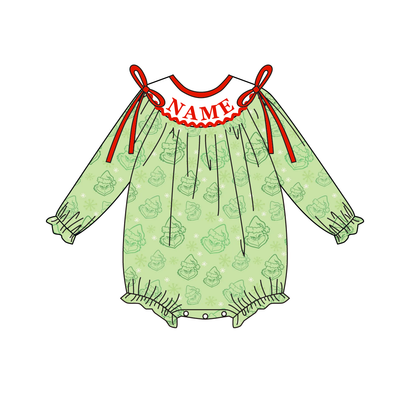 Christmas Smocked Embroidery Custom Name Grinch Outfit Collection