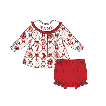 Christmas Smocked Embroidery Personalized Name Outfit Collection