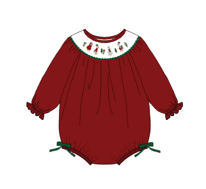 Kids Christmas Gilly Goose Embroidered Smocked Holiday Outfits