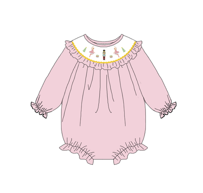 Kids Christmas Nutcracker Embroidered Smocked Outfits