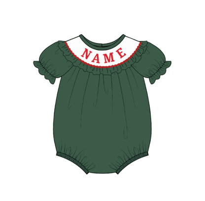 Kids Christmas Green Plaid Smocked Collection Custom Name Holiday Outfits
