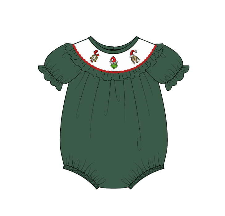 Kids Christmas Ginch Embroidered Smocked Outfits Collection