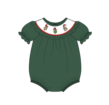 Kids Christmas Ginch Embroidered Smocked Outfits Collection