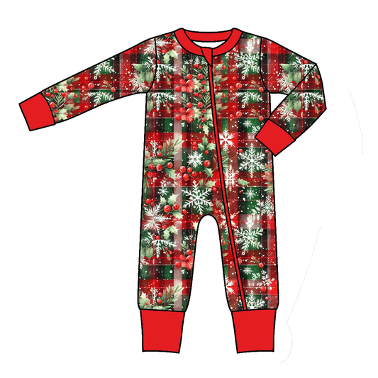 Christmas Snowflake Plaid Print Family Pajama Collection