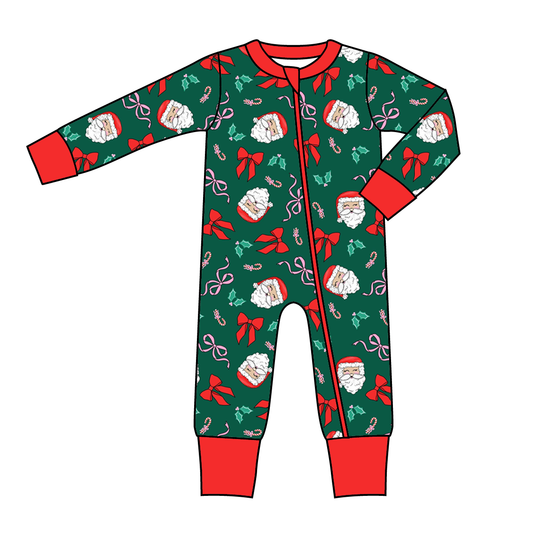 Christmas Santa Green Print Family Pajama Collection