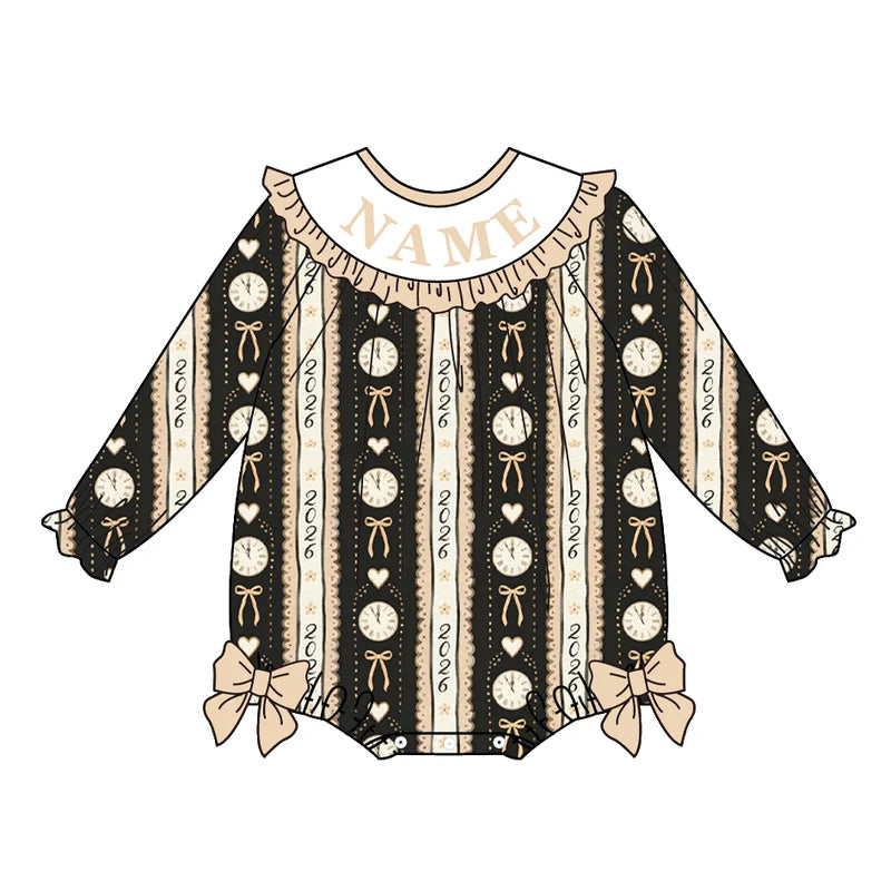 2027 New Year Smocked Embroidery Sibling Matching Outfits – Personalized Girls Dress, Baby Romper & Boys Sets