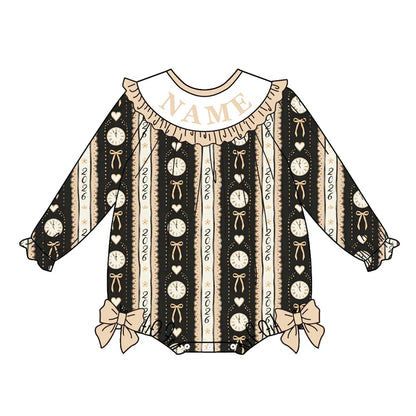 2027 New Year Smocked Embroidery Sibling Matching Outfits – Personalized Girls Dress, Baby Romper & Boys Sets