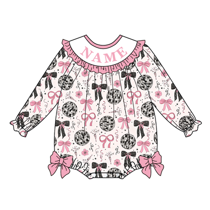 2026 New Year Kids Custom Name Bow Embroidery Smock Outfits