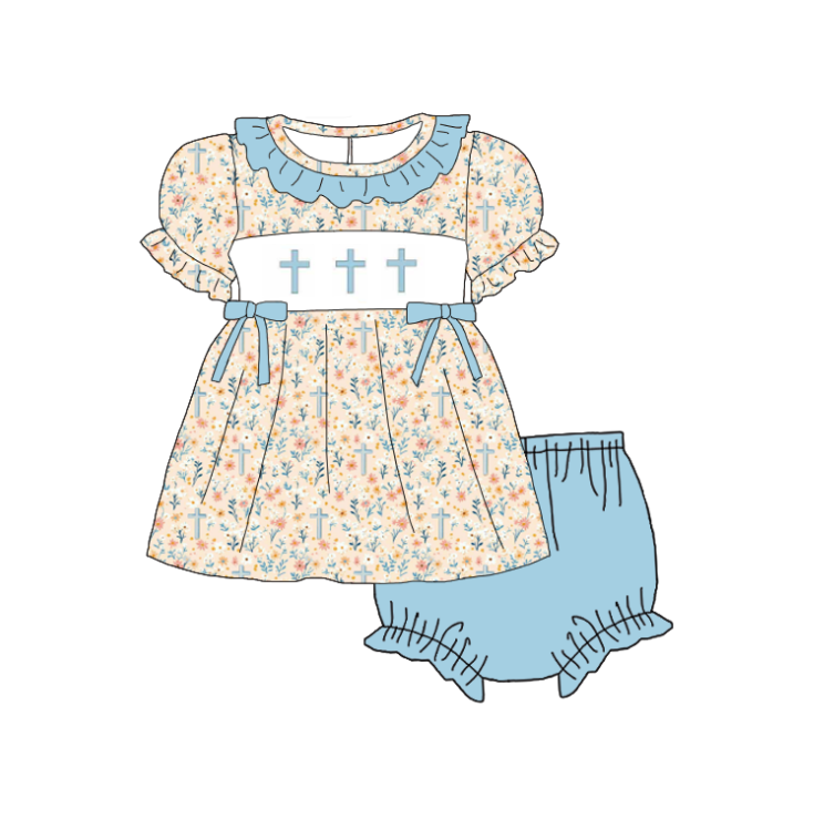 2026 Easter Cross Smocked Embroidered Floral Kids Collection