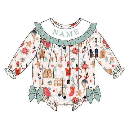 Girls Christmas Cartoon Custom Name Smock Embroidery Collection