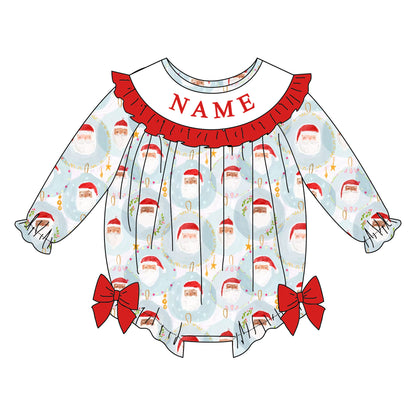 Girls Christmas Santa Custom Name Smock Embroidery Collection
