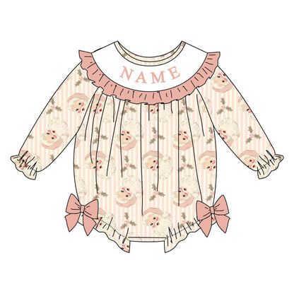 Girls Christmas Santa Custom Name Smock Embroidery Collection